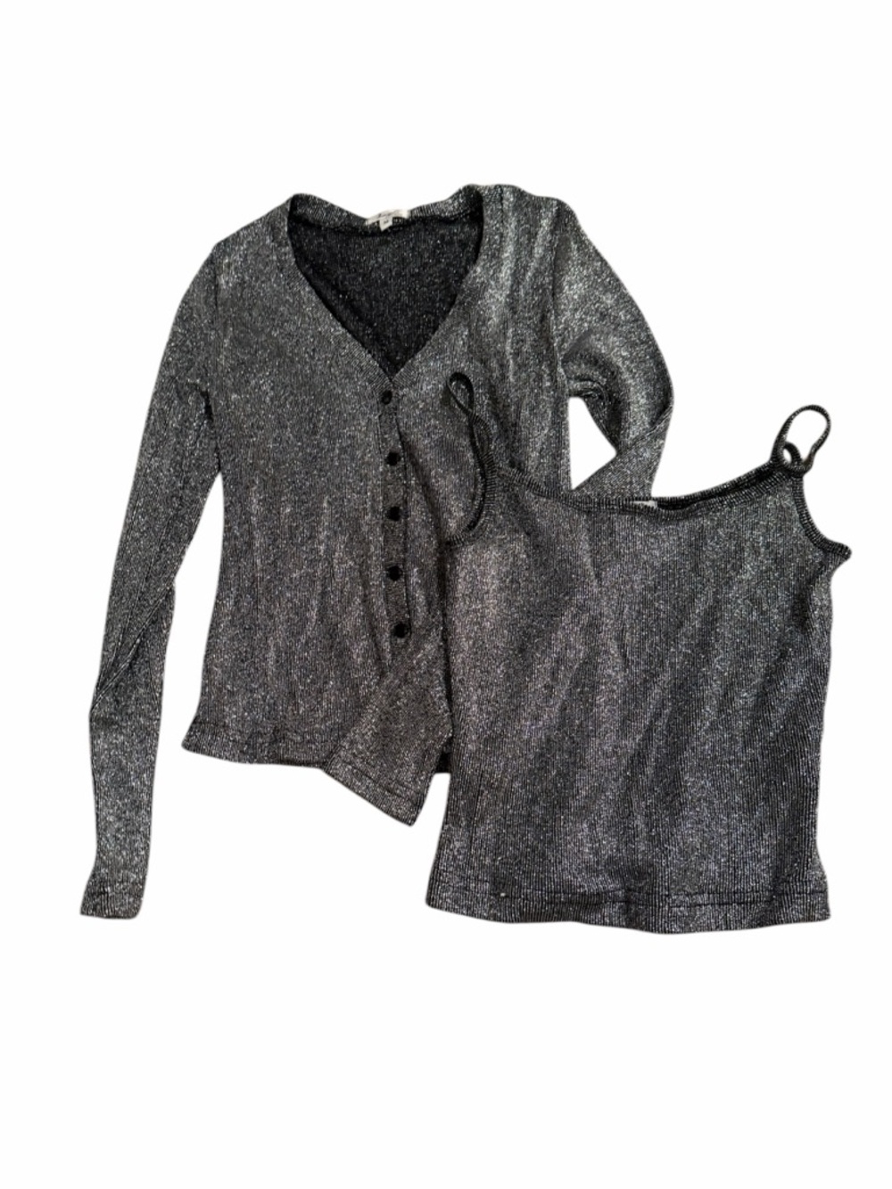 Vintage 90s Set of Two Womens Sparkly Rave Party Festival Cardigan and Cami Sz M